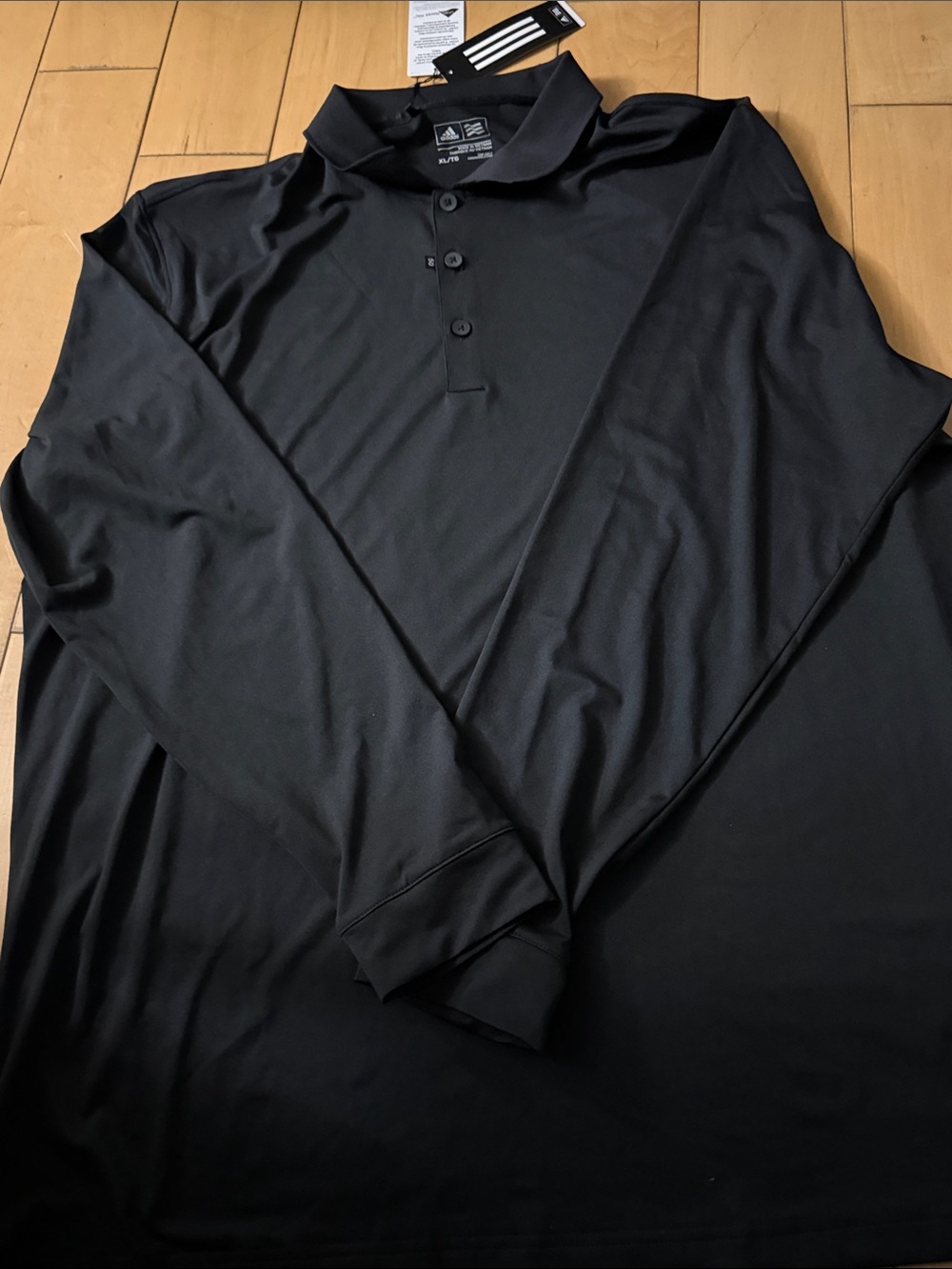 adidas Men’s Black Long-Sleeve Polo Shirt